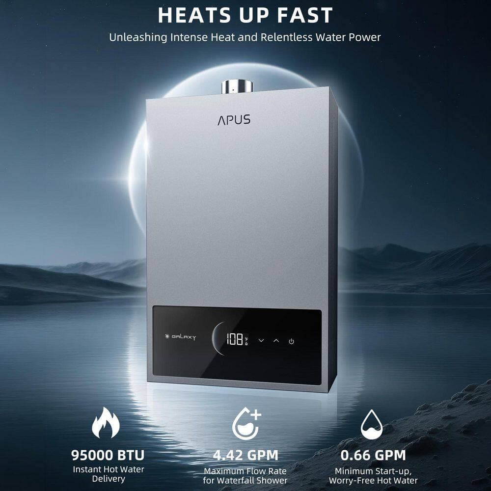 Edendirect On Demand 4.42 GPM Propane Tankless Water Heater For 2-3 Points Use, 95,000 BTU, Smart Digital Display (2)