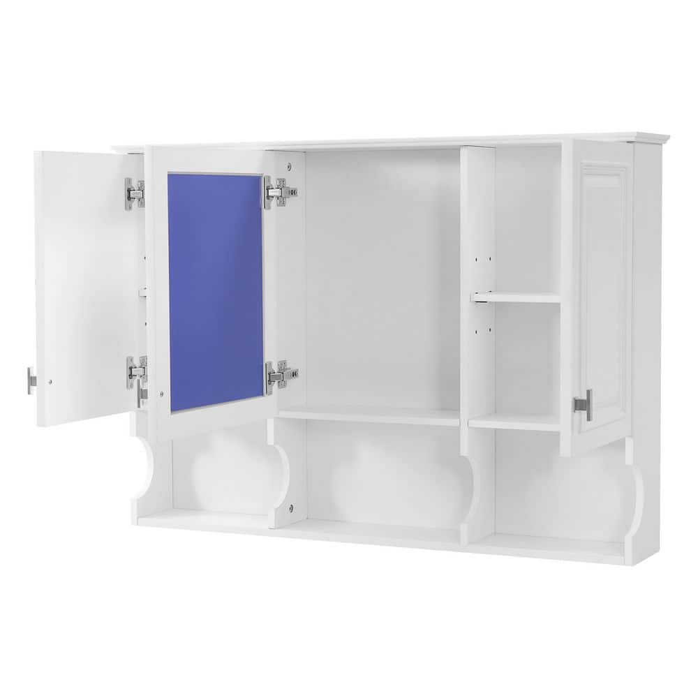 COWLOWN 41 in. W x 28.7 in. H White Wood Framed Rectangular Wall Mount Medicine Cabinet with Mirror