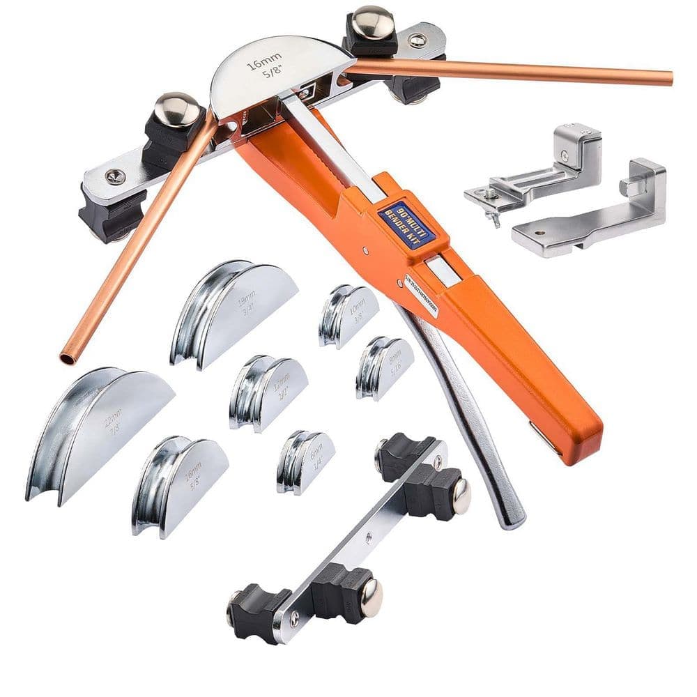 SKYSHALO Tubing Bender Kit with 7 Aluminum Alloy Dies, 1/4 to 7/8 In., Compact Ratcheting Tube Pipe Bender / Hand Bending Tool