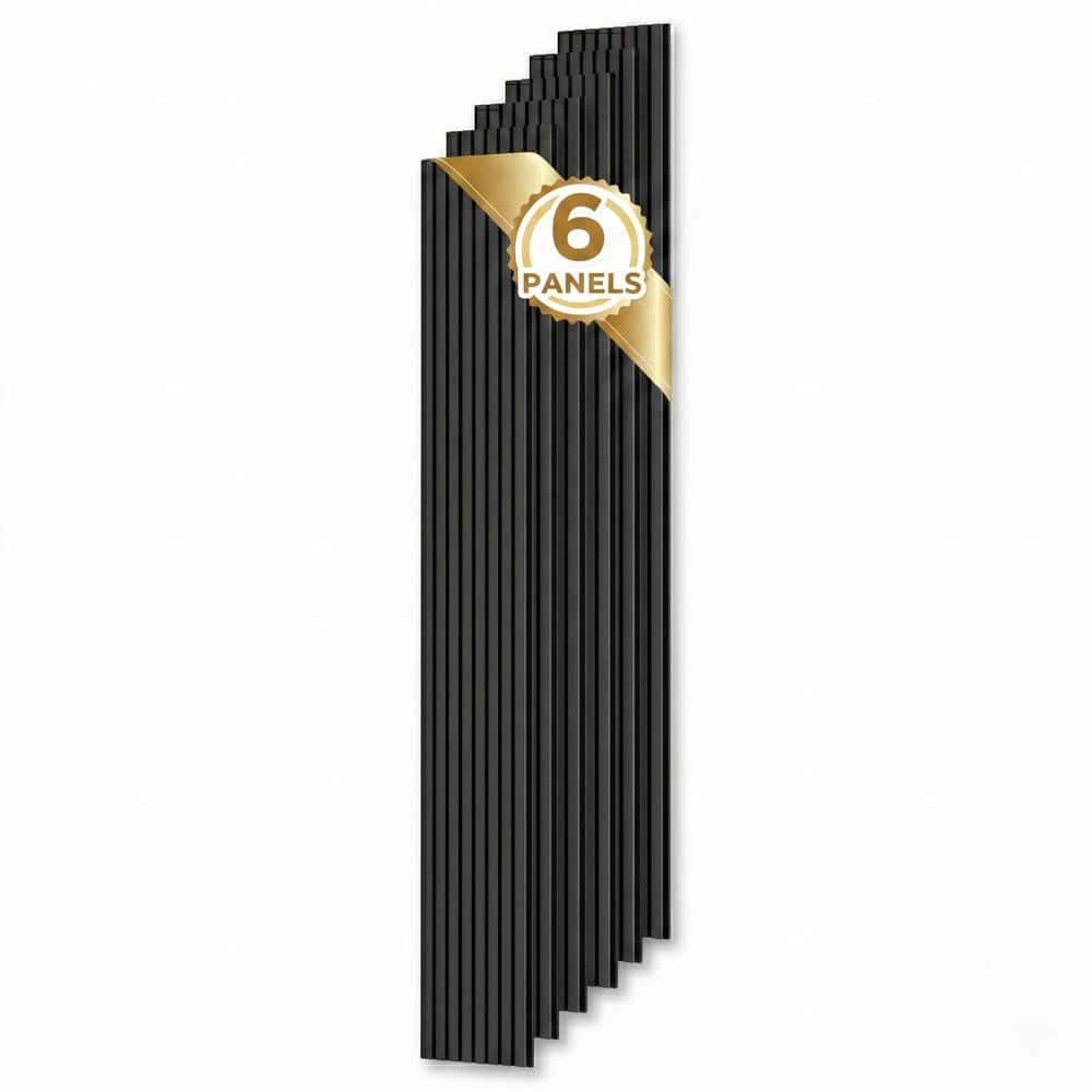 GOLDENPOLEY 0.83 in. x 0.66 ft. x 7.84 ft. Black Oak Finished MDF Acoustic/Sound Absorb Wood Slat Decorative Wall Paneling 6-Pack