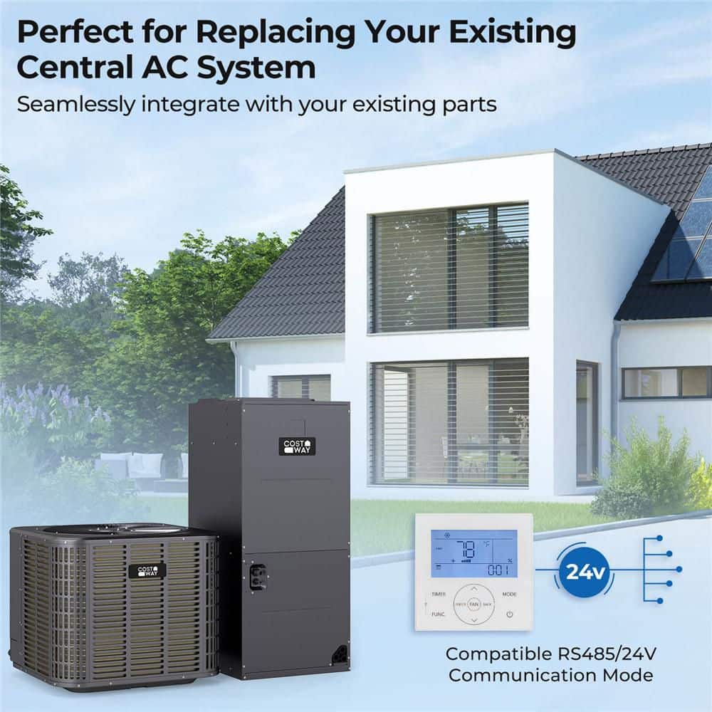 Costway 2 Ton 18 SEER2 Central Air Conditioner Heat Pump System with Air Handler Unit (3)