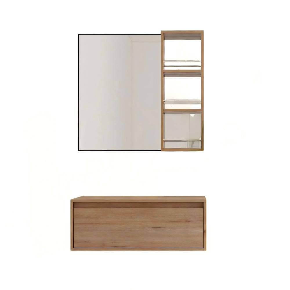 Unbranded 30 in. Floating Bathroom Vanity without Top with Soft Close Drawer, Wall Mounted Dressing Table w/Mirror & Open Storage (3)