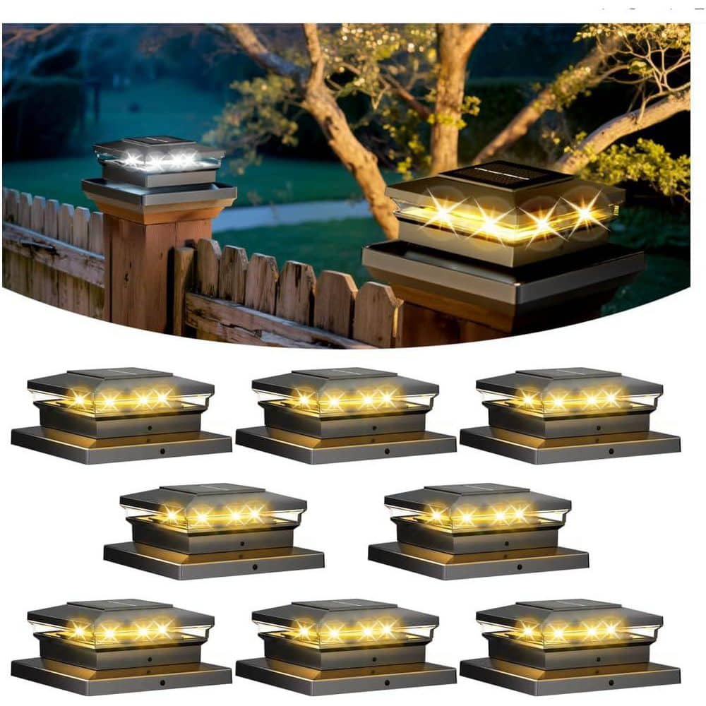 Afoxsos 8 Pack Waterproof Solar Post Cap Lights with 2 Color Modes for Garden Deck Patio 4 x 4 5 x 5 6 x 6 Posts (2)