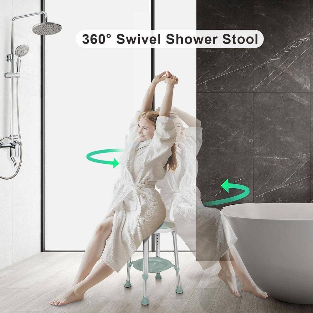 JFVKAF 13 in. W Adjustable Tub Seat Plastic Shower Stool in Green w/ Storage Tray Anti-Skid Feet for Seniors Handicap 350 lbs. (2)