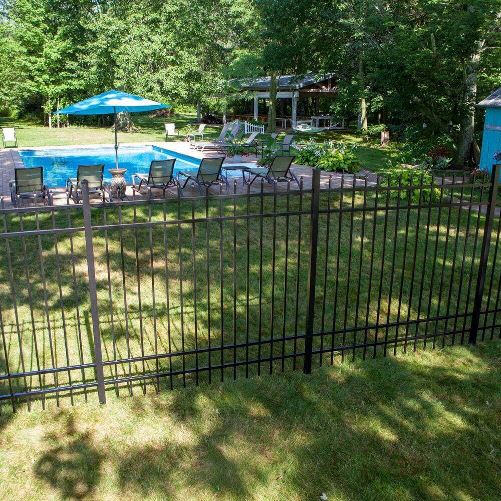 Barrette Outdoor Living 2 in. x 2 in. x 8-7/8 ft. Cascade Standard-Duty Black Aluminum Fence Line Post (2)