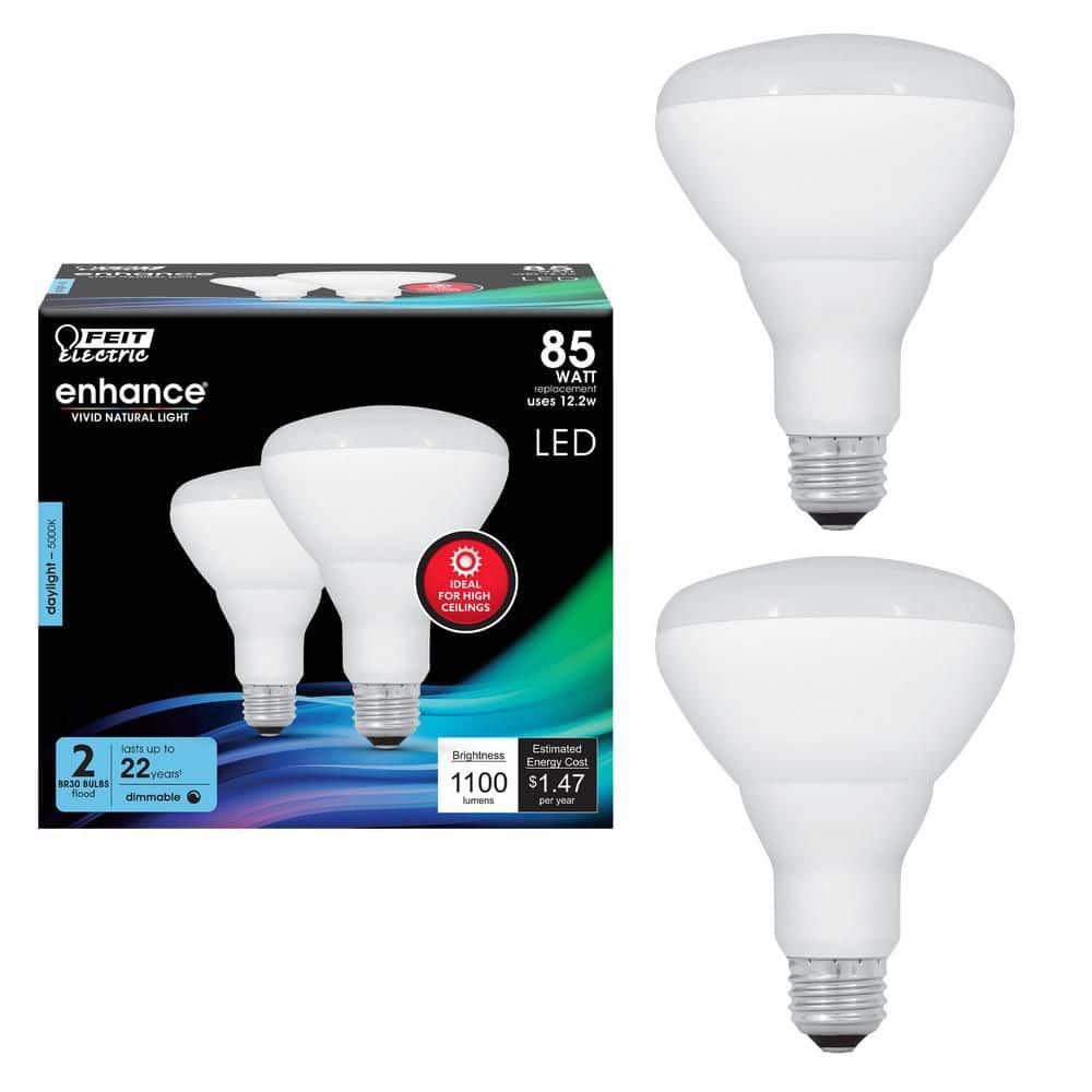 Feit Electric 85-Watt Equivalent BR30 Dimmable CEC 90+ CRI Recessed CEC Title 20 E26 Flood LED Light Bulb, Daylight 5000K (2-Pack) (2)