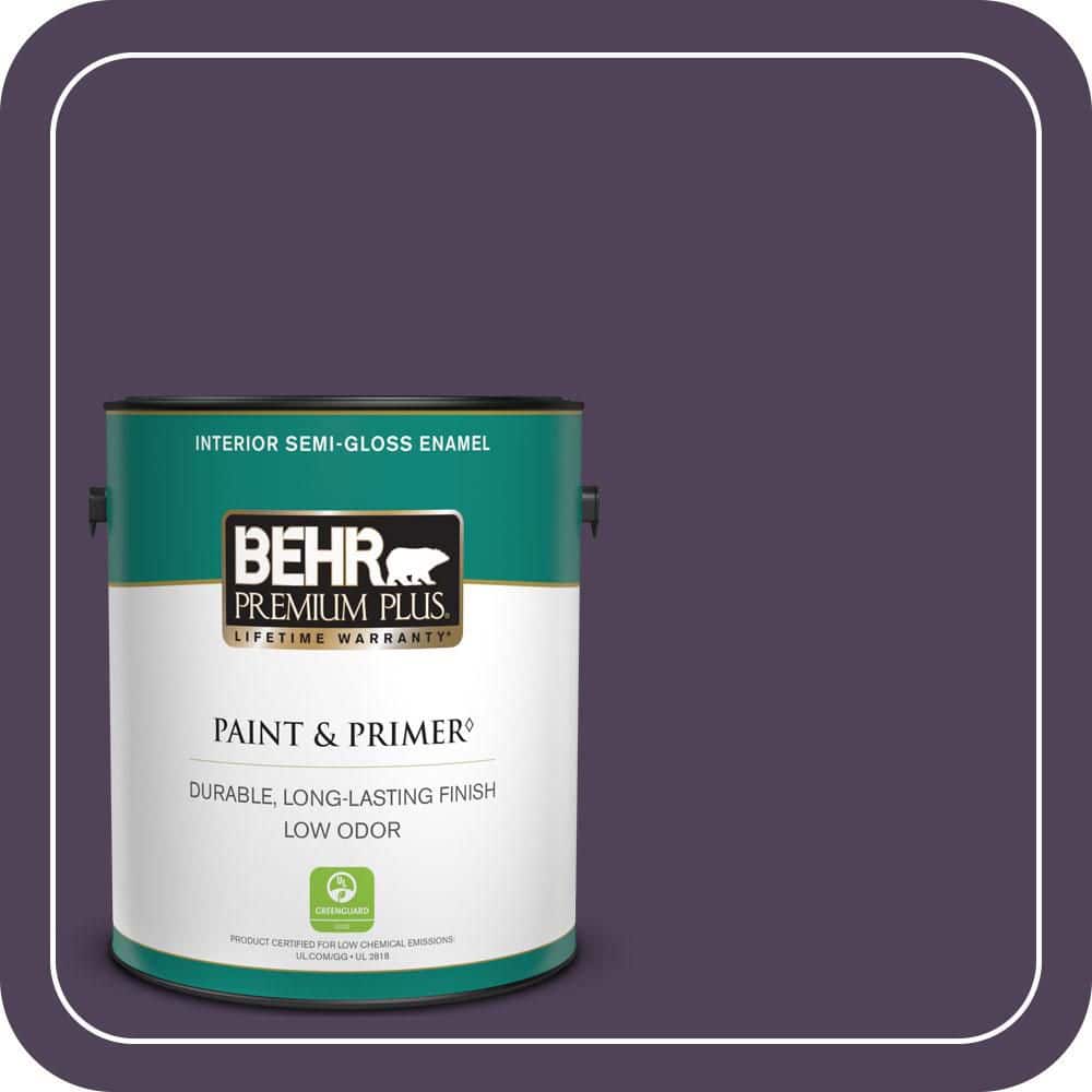 BEHR PREMIUM PLUS 1 gal. #S-H-660 Blackberry Harvest Semi-Gloss Enamel Low Odor Interior Paint & Primer