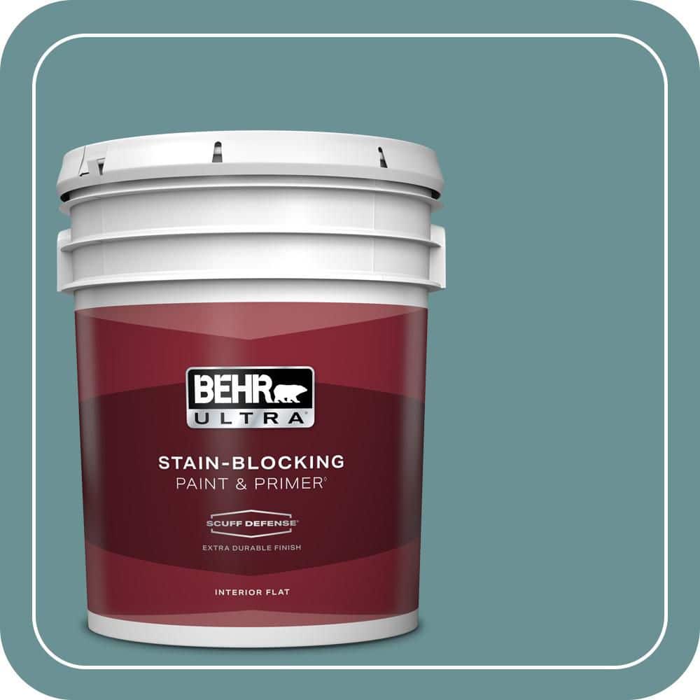 BEHR ULTRA 5 gal. #T15-16 Blue Clay Extra Durable Flat Interior Paint & Primer