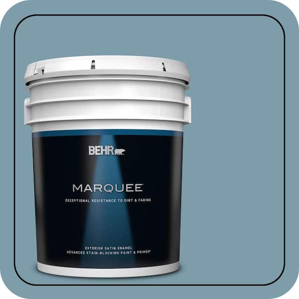 BEHR MARQUEE 5 gal. #S470-4 Dolphin Blue Satin Enamel Exterior Paint & Primer (2)