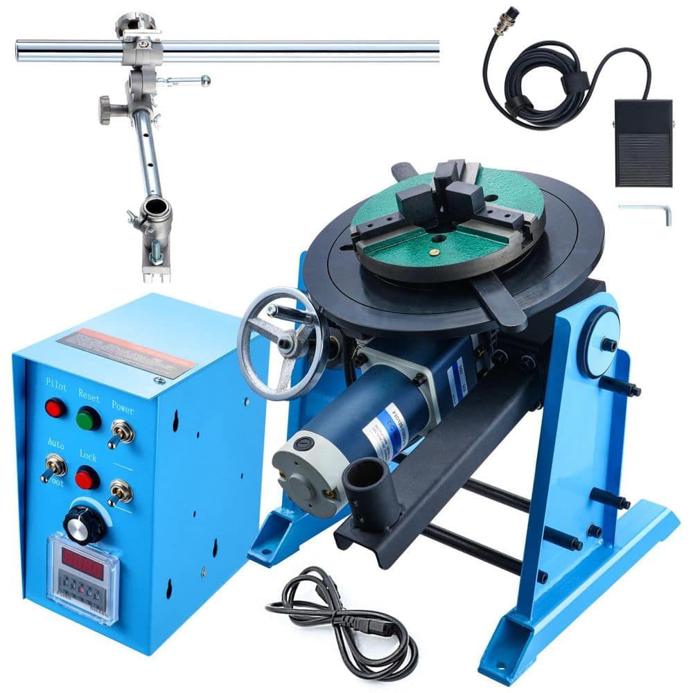 SKYSHALO Rotary Welding Positioner 50KG, 0-90° Welding Positioning Turntable Table 0.5-6RPM 120W with 12.4 In. Lathe Chuck Volt (1)