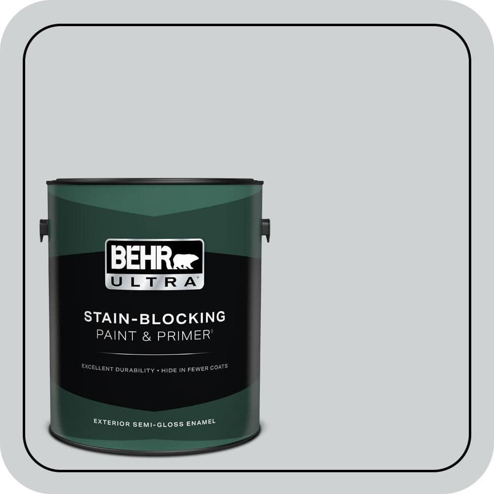 BEHR ULTRA 1 gal. #N510-1 Silver Shadow Semi-Gloss Enamel Exterior Paint & Primer