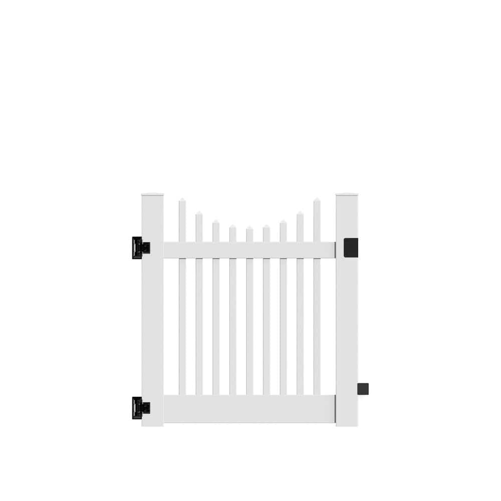 Barrette Outdoor Living Yukon Scallop 4 ft. W x 4 ft. H White Vinyl Un-Assembled Fence Gate (1)