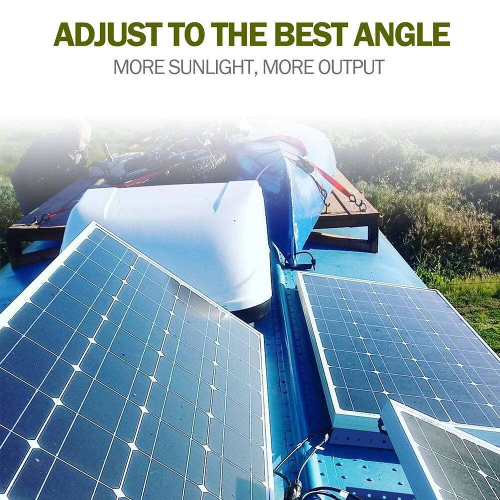 HQST Adjustable Solar Panel Tilt Mount Brackets kit 28 in. Support up to 150W Solar Panels for Boats,RV,Roof Off Grid System (2)