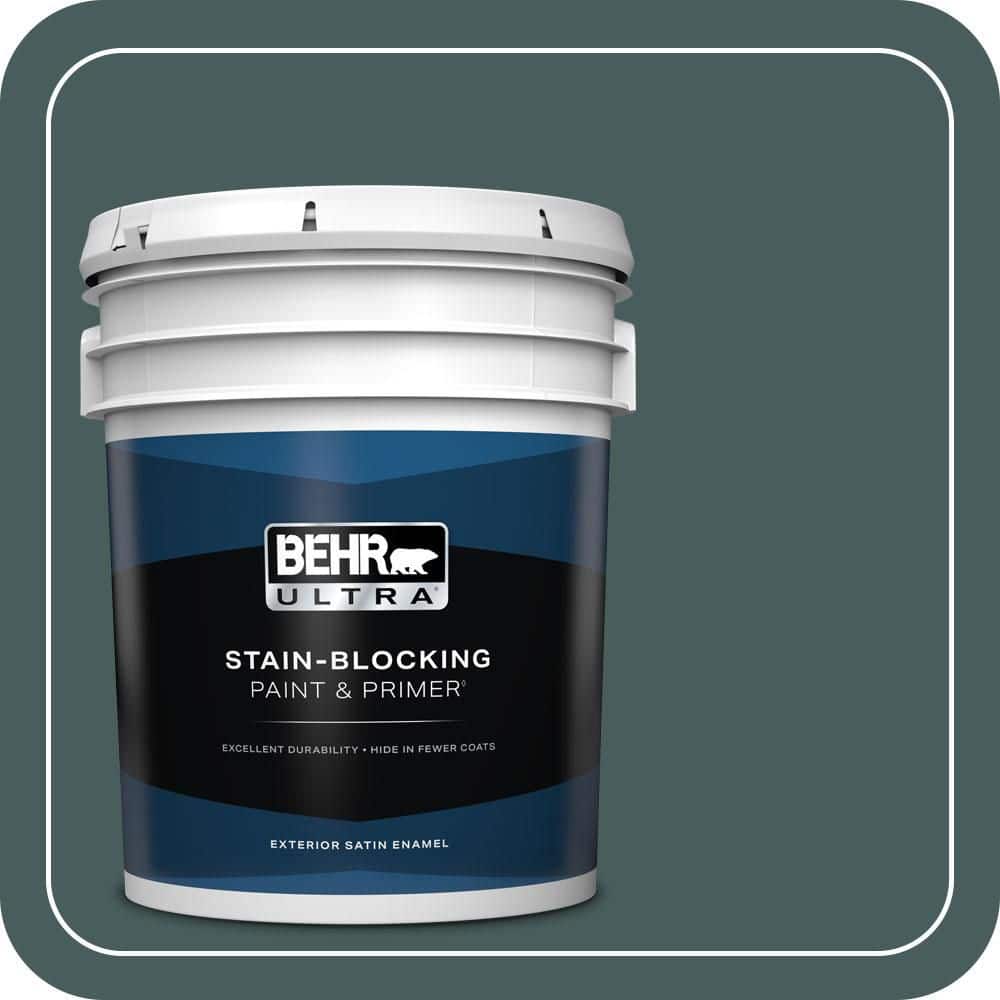 BEHR ULTRA 5 gal. #490F-7 Jungle Green Satin Enamel Exterior Paint & Primer