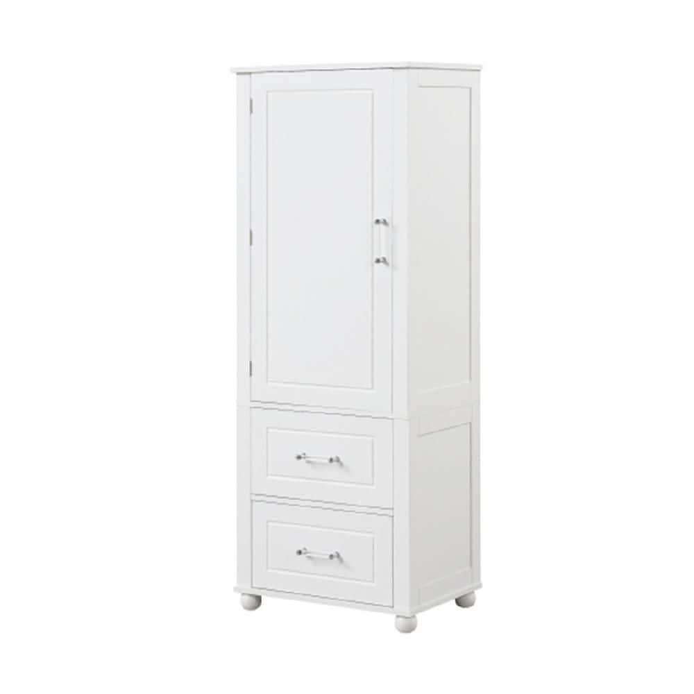 Adrinfly 23 in. W x 15.9 in. D x 61.4 in. H White Tall Freestanding Bathroom Storage Linen Cabinet with 2-Drawers and Shelves (1)