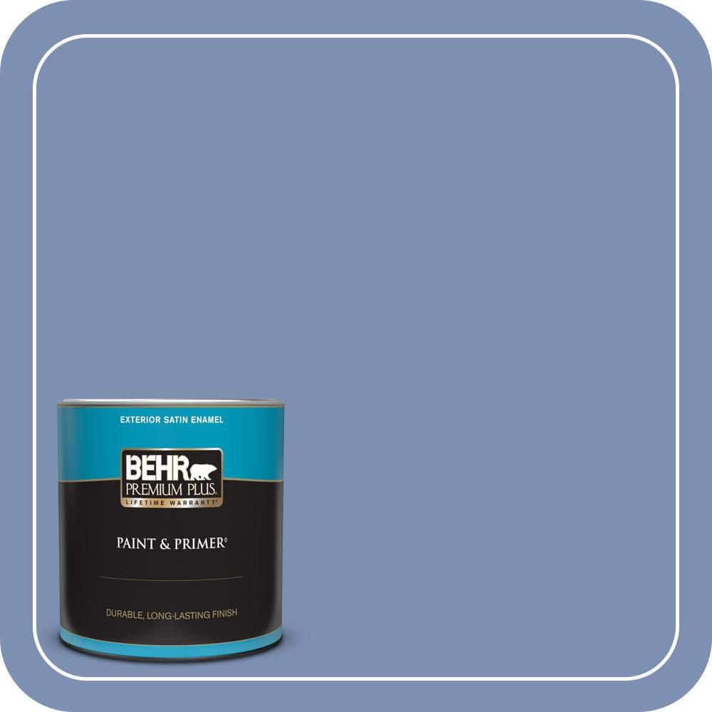 BEHR PREMIUM PLUS 1 qt. #600D-5 Babbling Brook Satin Enamel Exterior Paint & Primer