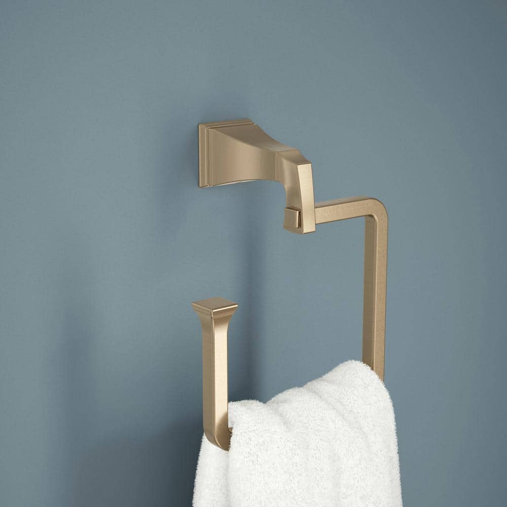 Delta Dryden Wall Mount Square Open Towel Ring Bath Hardware Accessory in Champagne Bronze (2)