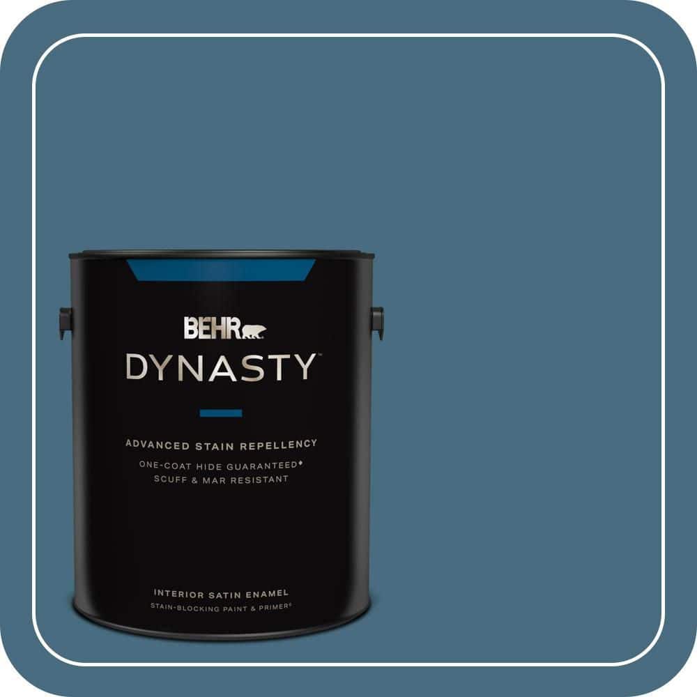 BEHR DYNASTY 1 gal. #550F-6 Regatta Bay Satin Enamel Interior Stain-Blocking Paint & Primer