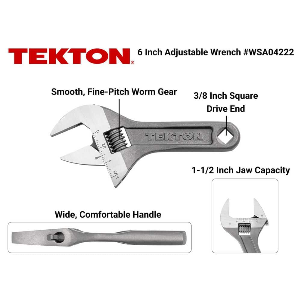 TEKTON 6 in. Adjustable Wrench (1-1/2 in. Jaw Capacity) (2)