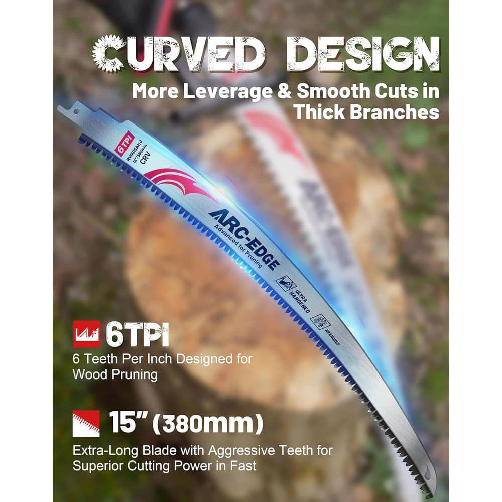 Unbranded 15 in. Arc Edge Wood Pruning Reciprocating Saw Blades with Japanese Teeth for Tree Trimming and Cutting (3-Pack) (2)