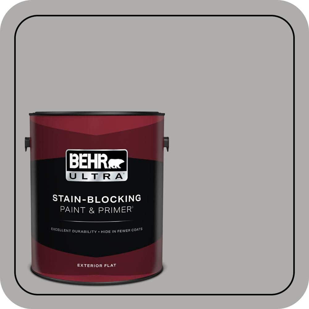 BEHR ULTRA 1 gal. #N520-3 Flannel Gray Flat Exterior Paint & Primer