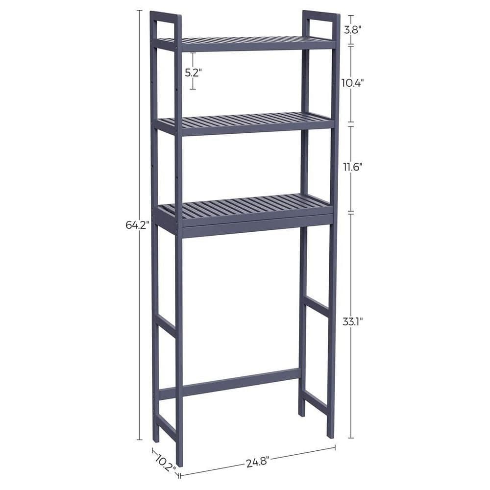 Dracelo 24.8 in. W x 64.2 in. H x 10.2 in. D Gray Bathroom Over-the-Toilet Storage (3)