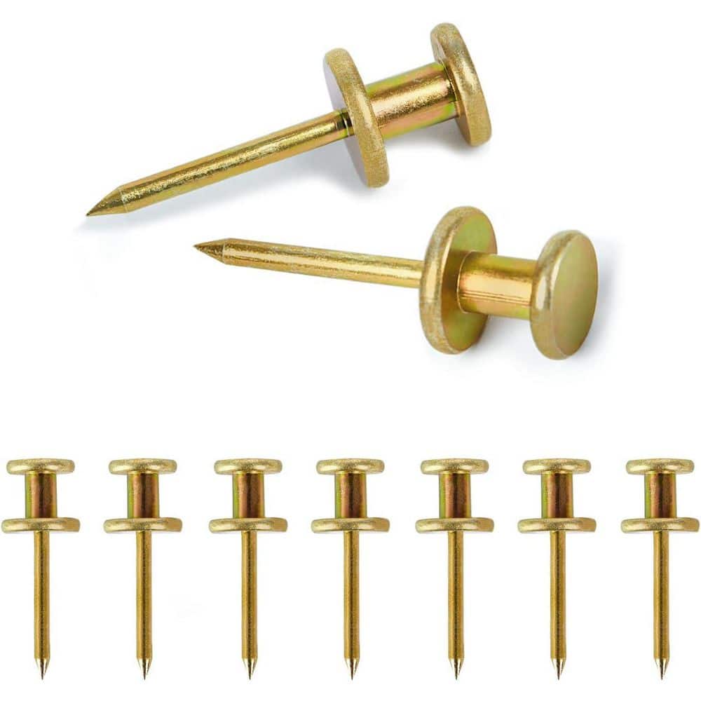 Adrinfly Double Headed Picture Hangers Nails for Wall Hanging, Dual Head Hooks for Wooden or Drywall, 50-Pieces with Storage Gold (1)