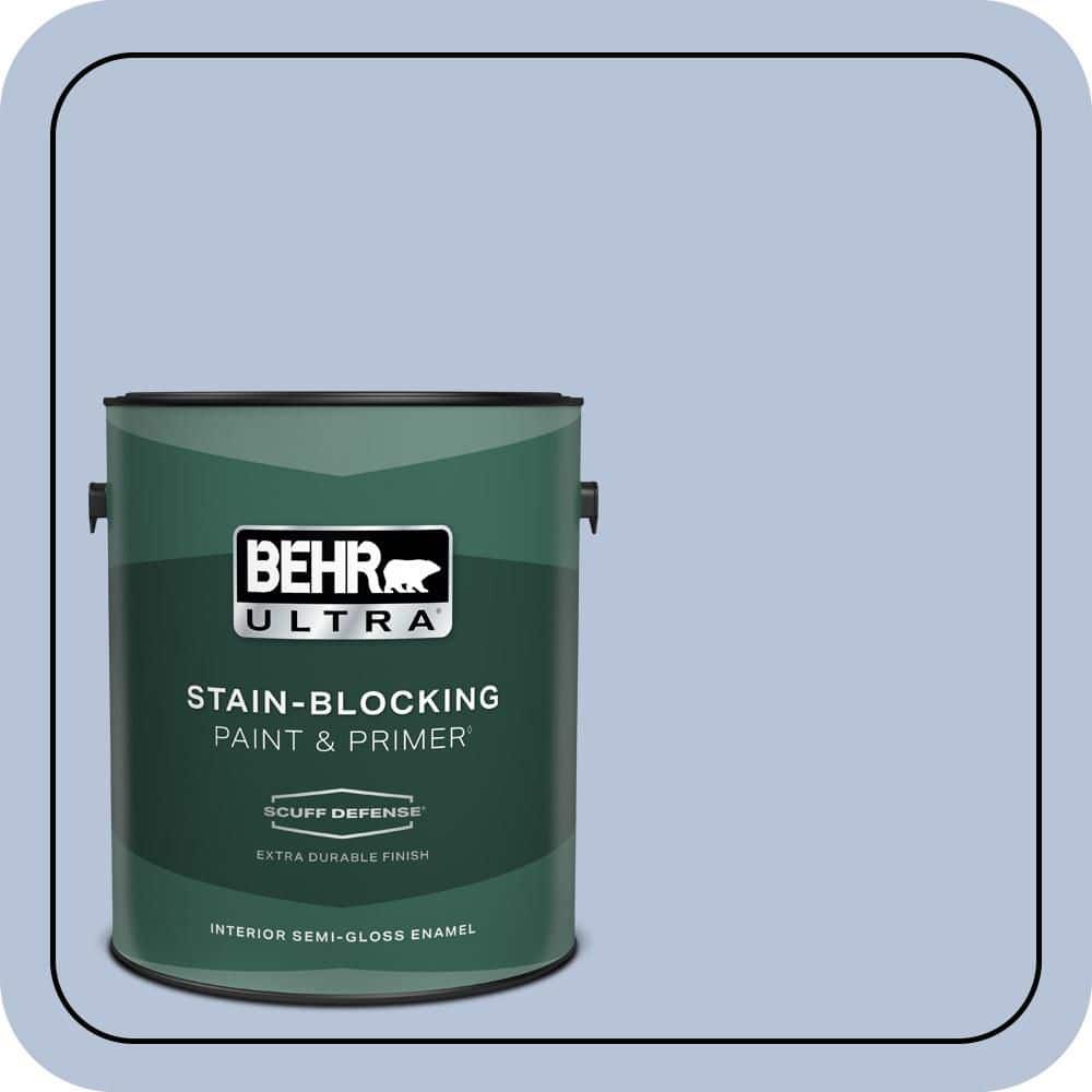 BEHR ULTRA 1 gal. #610C-3 Virginia Blue Extra Durable Semi-Gloss Enamel Interior Paint & Primer