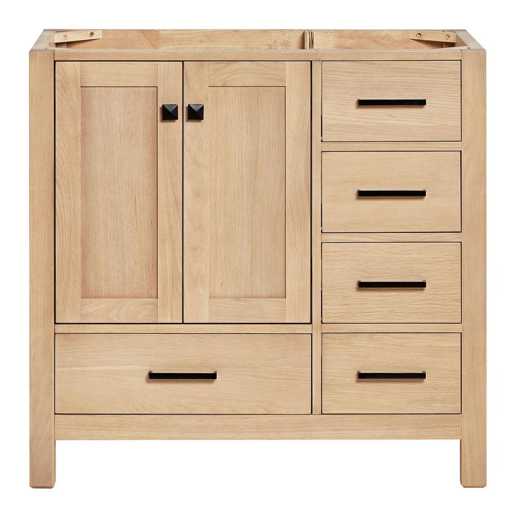 ARIEL Cambridge 36 in. Freestanding Bathroom Vanity Cabinet without Top in Oak (Assembled)