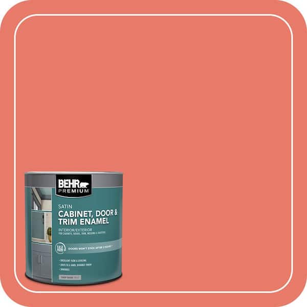 BEHR PREMIUM 1 qt. #P180-5 Watermelon Slice Satin Enamel Interior/Exterior Cabinet, Door & Trim Paint (2)