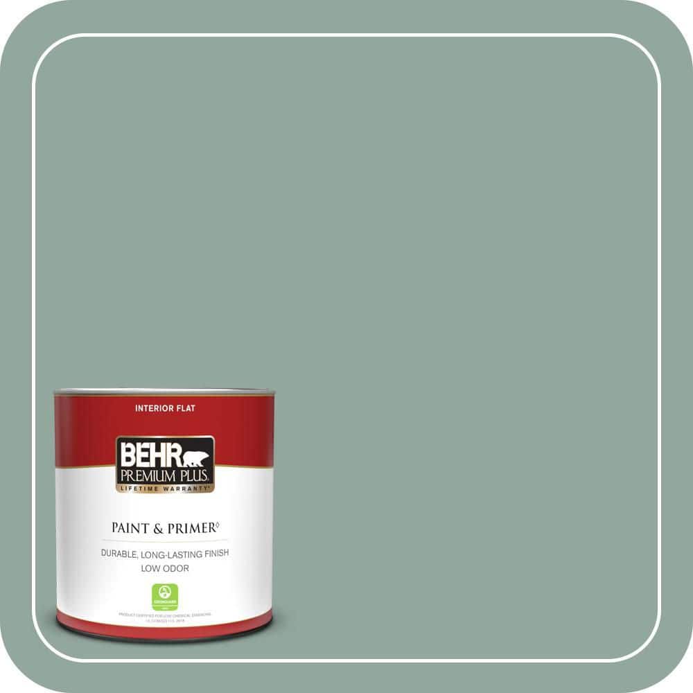 BEHR PREMIUM PLUS 1 qt. #PPU12-05 Lotus Leaf Flat Low Odor Interior Paint & Primer