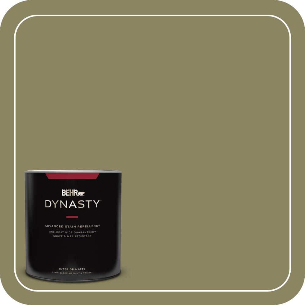 BEHR DYNASTY 1 qt. #S350-5 Green Scene One-Coat Hide Matte Interior Stain-Blocking Paint & Primer