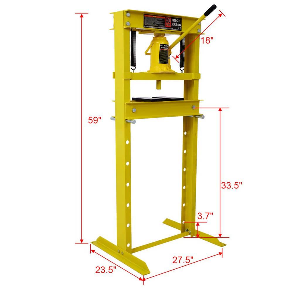 Tatayosi 20 Ton Steel Bottle Jack Shop Press, Garage Floor Press, Yellow (2)