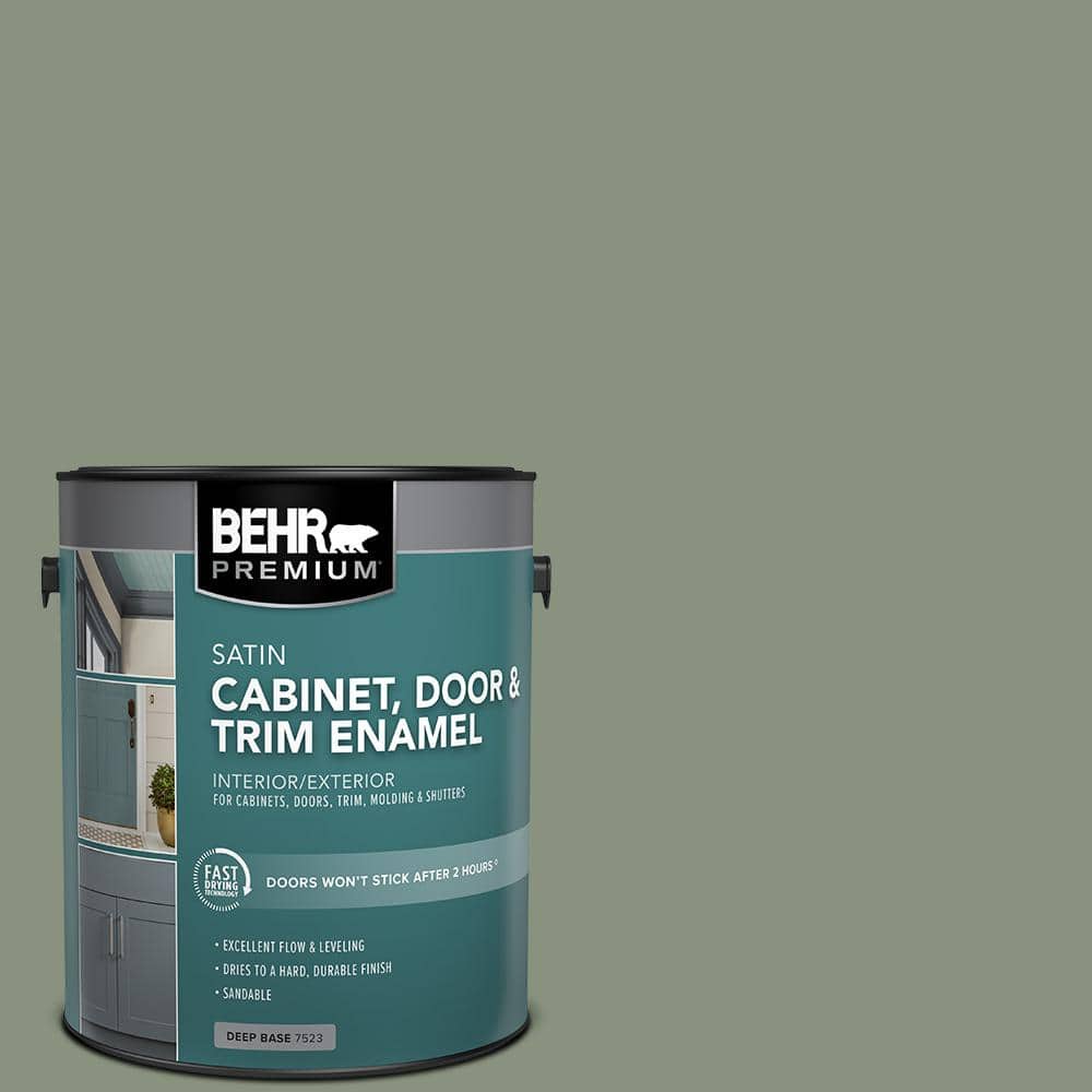 BEHR PREMIUM 1 gal. #N390-5 Eucalyptus Wreath Satin Enamel Interior/Exterior Cabinet, Door & Trim Paint (1)