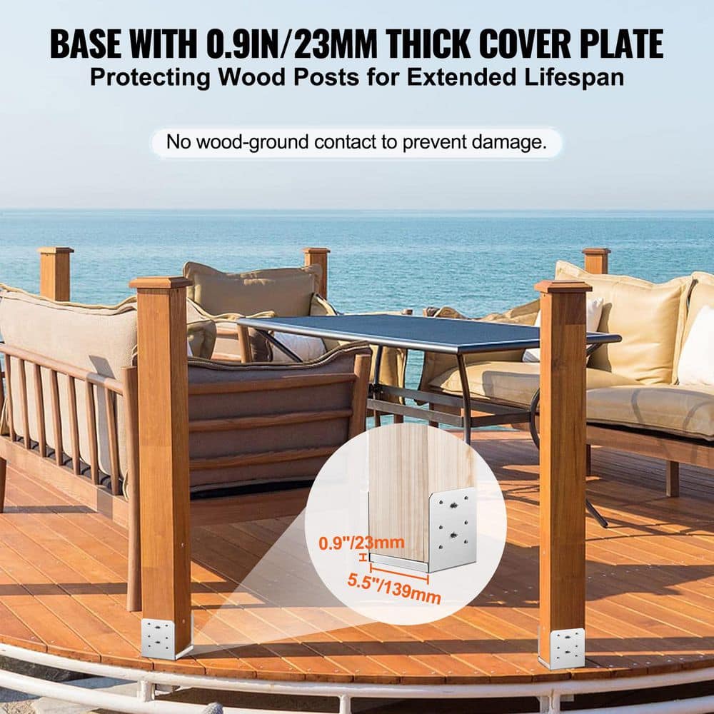 SVOPES 6 x 6 in. Post Base, Stainless Steel Adjustable Post Anchor Bracket, Ideal for Pavilion Deck Porch Railing Support (3)