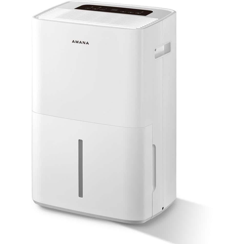 Amana 50 pt. Portable Dehumidifier for 4,500 sq. ft. with 3-Speeds, Auto-Shutoff and 24-Hour Timer in White
