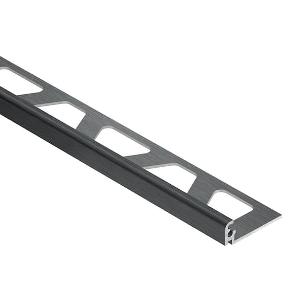 Schluter Jolly Brushed Graphite Anodized Aluminum 0.375 in. x 98.5 in. Metal L-Angle Tile Edge Trim (2)