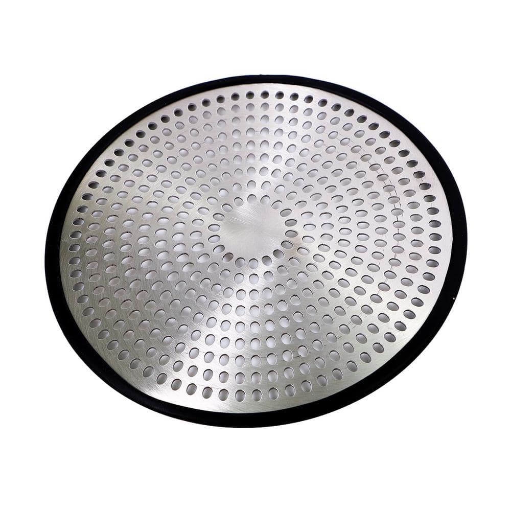 PLUMBFLEX 4-3/4 in. Stainless Steel and Silicone Shower Stall Drain Protector Bathtub Hair Catcher in Brushed Nickle (1)