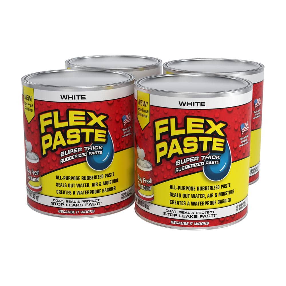 FLEX SEAL FAMILY OF PRODUCTS Flex Paste Net Wt 3 lb. White All Purpose Strong Flexible Watertight Multipurpose Sealant (4-Pack)