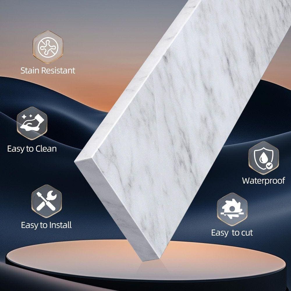 NTQ 31 in. Real Marble Vanity Backsplash Marble Bathroom Vanity Back Splash in Carrara White (3)