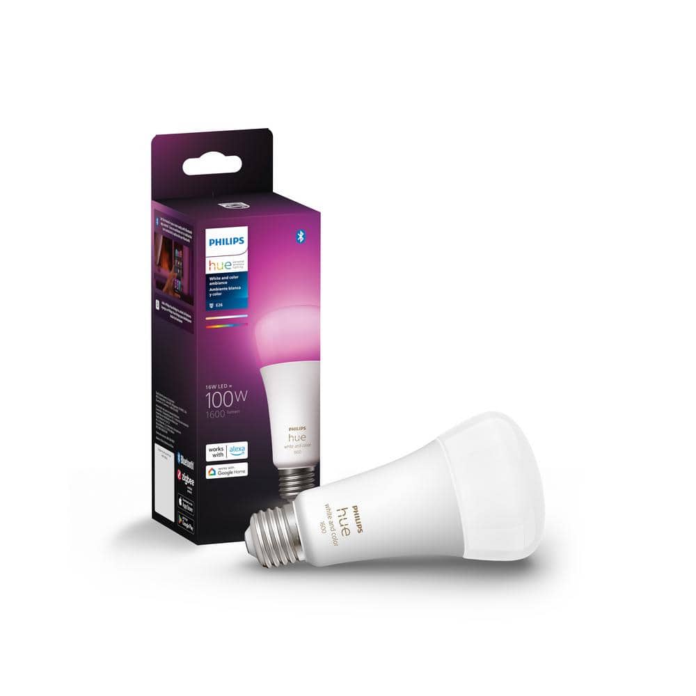 Philips Hue 100-Watt Equivalent A21 Smart LED Color Changing Light Bulb with Bluetooth (1-Pack)