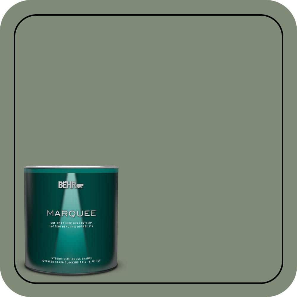 BEHR MARQUEE 1 qt. #N400-5 Thai Basil One-Coat Hide Semi-Gloss Enamel Interior Paint & Primer