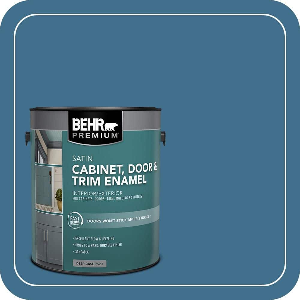 BEHR PREMIUM 1 gal. #M500-5 Sojourn Blue Satin Enamel Interior/Exterior Cabinet, Door & Trim Paint (1)