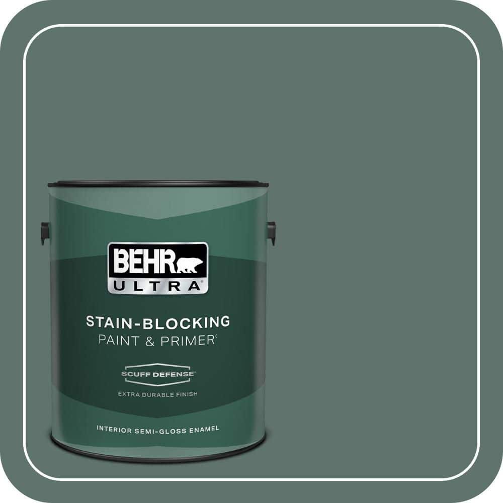 BEHR ULTRA 1 gal. #PPU12-17 Cameroon Green Extra Durable Semi-Gloss Enamel Interior Paint & Primer