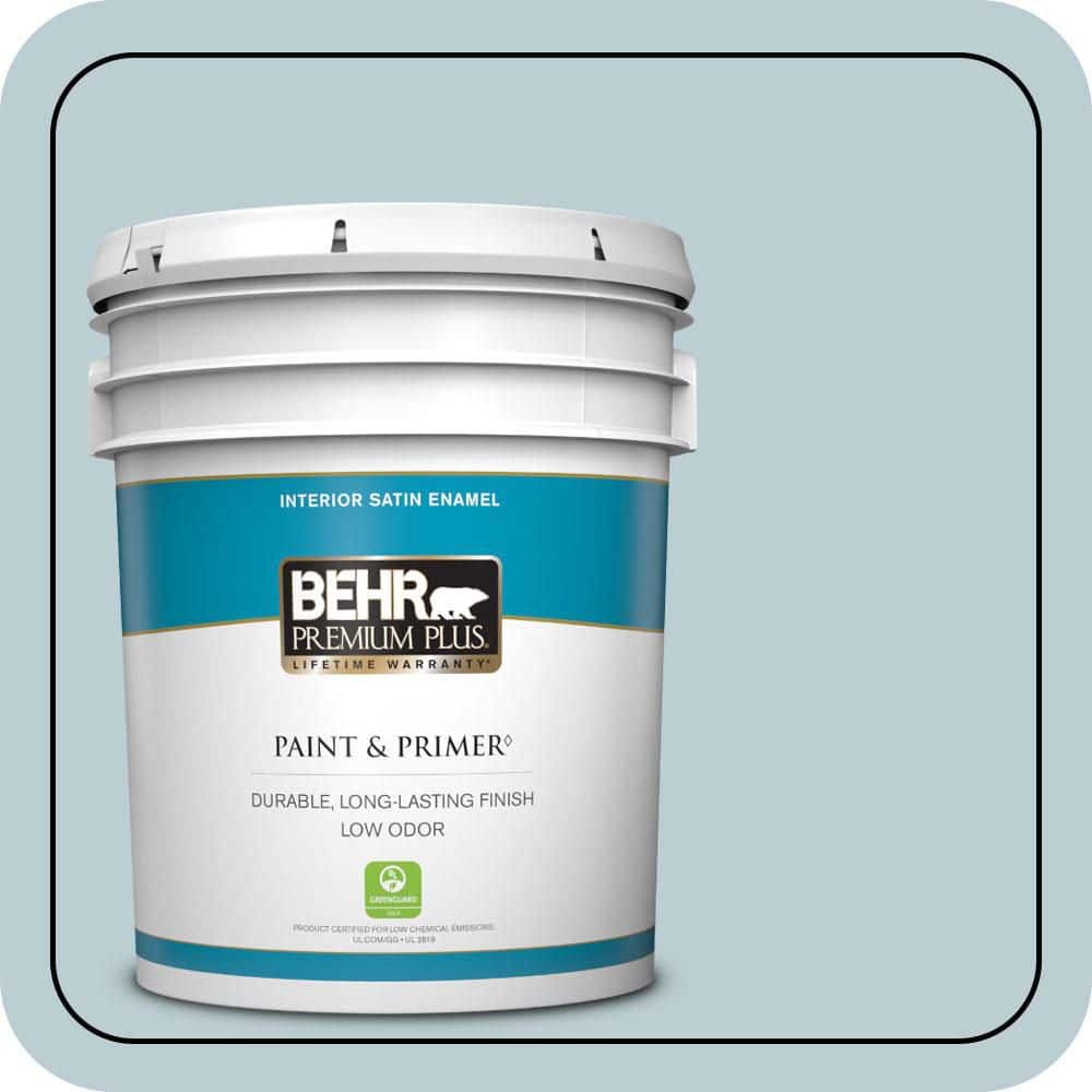 BEHR PREMIUM PLUS 5 gal. #540E-2 Cloudy Day Satin Enamel Low Odor Interior Paint & Primer