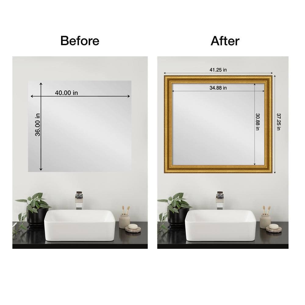 Amanti Art Mirror Makeover Parlor Gold 41.25 in. W x 37.25 in. H Bathroom Mirror Frame Border Kit-Fits a 40 x 36 Mirror (3)