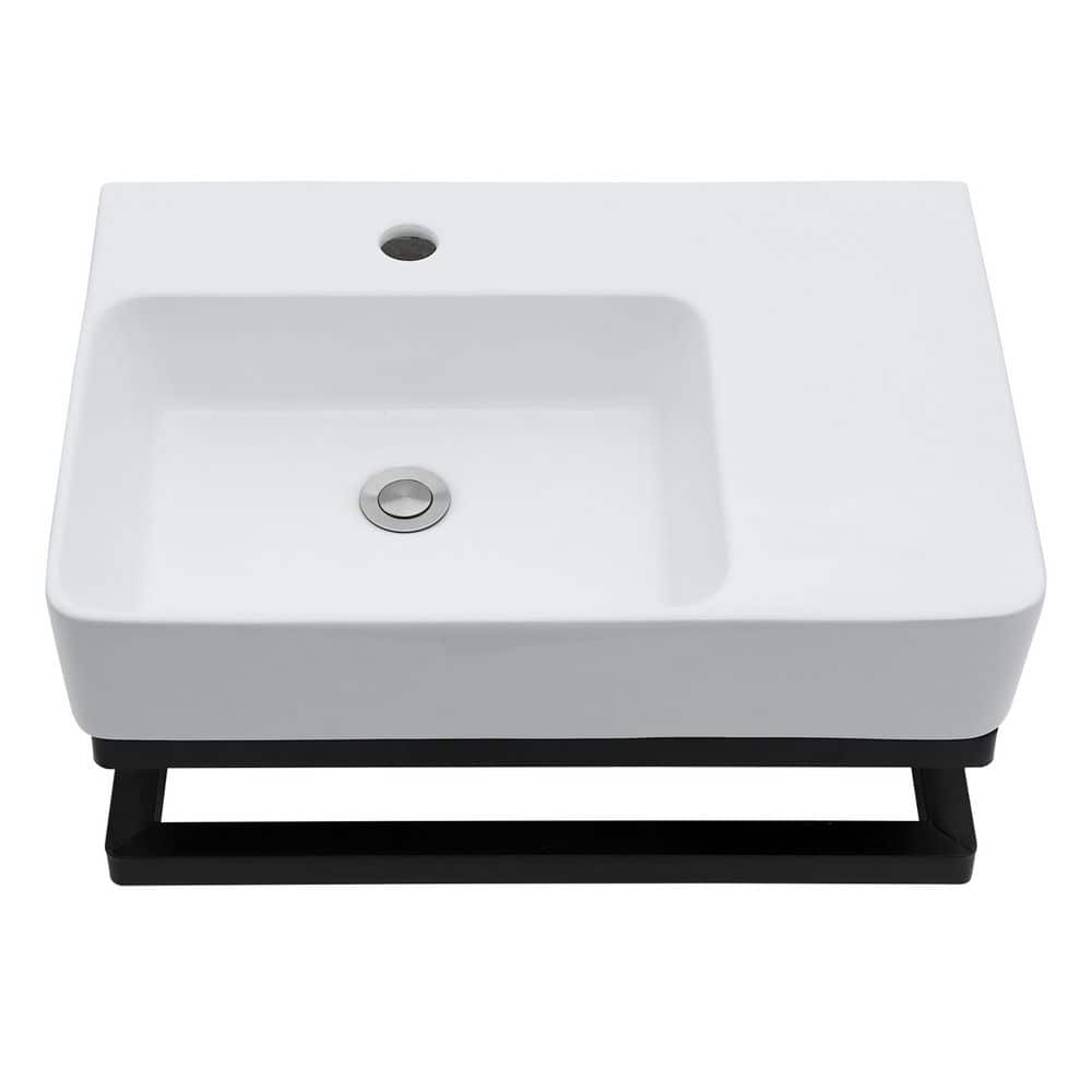 Dueyeeri 5 in. Wall-Mounted Rectangular Bathroom Ceramic Sink in White (1)