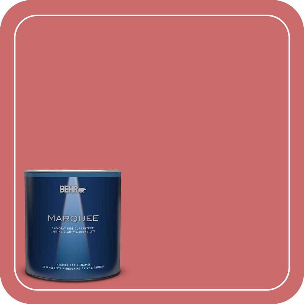 BEHR MARQUEE 1 qt. #MQ4-02 Strawberry Wine One-Coat Hide Satin Enamel Interior Paint & Primer
