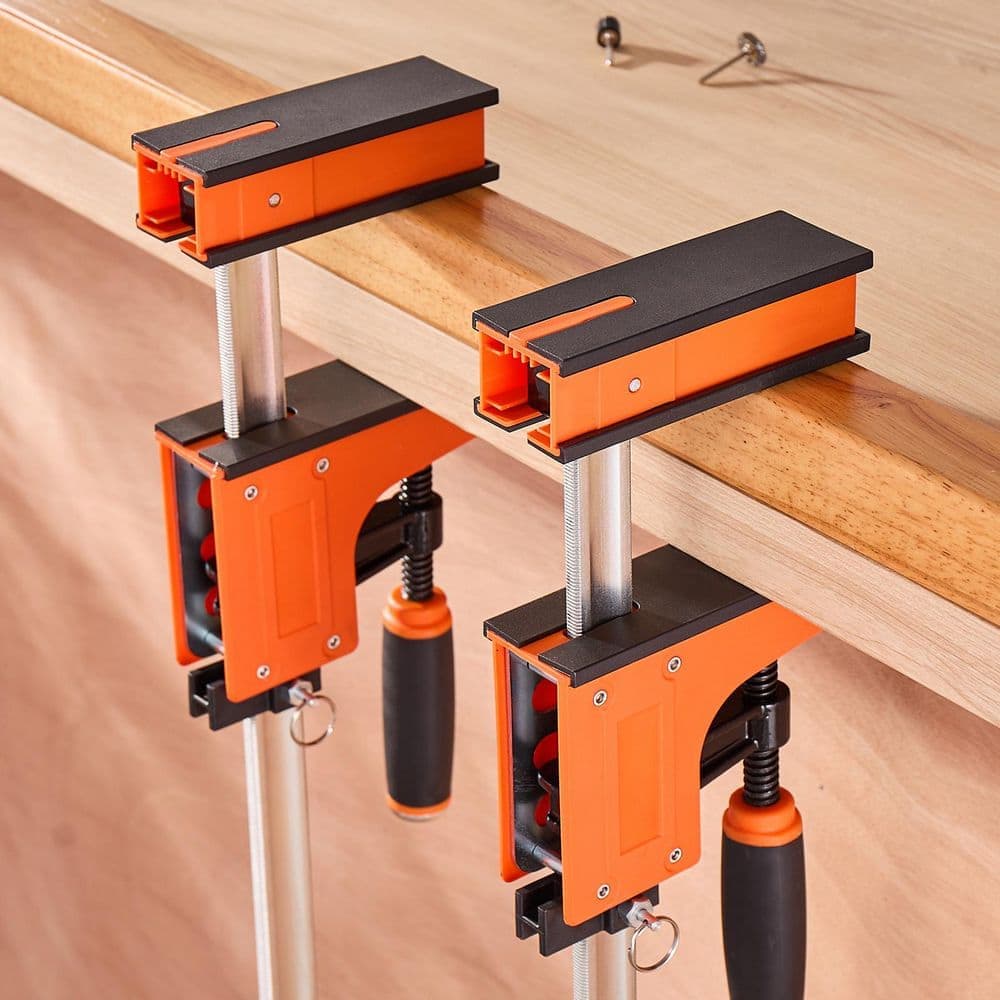SKYSHALO Bar Clamps for Woodworking, 24 in. Parallel Clamp Set, 1500 lbs. Load Limit, Carbon Steel, Orange, (2-Piece) (2)