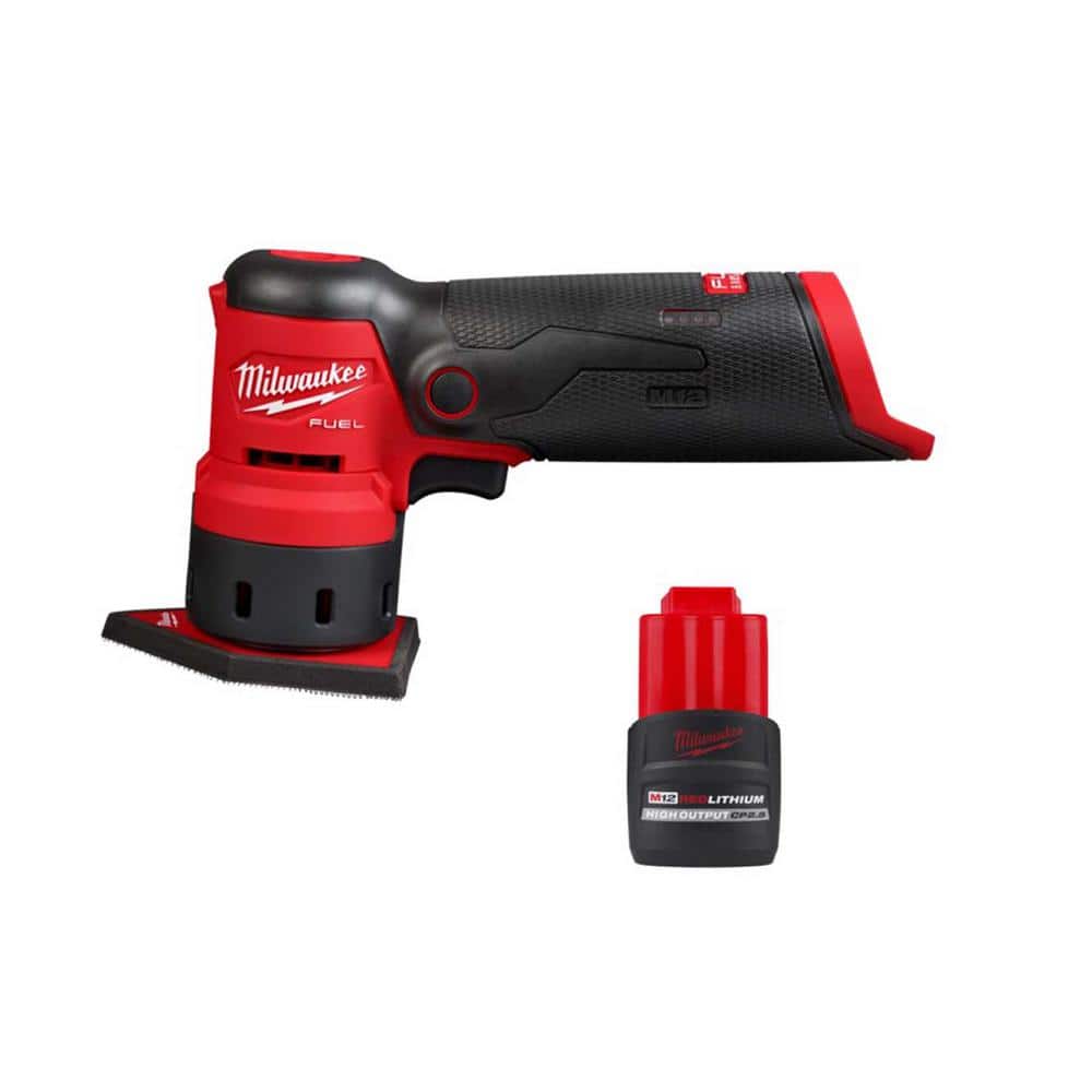 Milwaukee M12 FUEL 12-Volt Lithium-Ion Brushless Cordless Orbital Detail Sander with M12 High Output 2.5 Ah Battery Pack (1)
